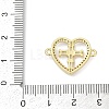 Brass Clear Cubic Zirconia Cross Heart Connector Charms KK-D317-147G-3