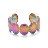 Ion Plating(IP) Rainbow Color 304 Stainless Steel Oval Wrap Open Cuff Ring for Women RJEW-C025-05M-2
