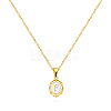 304 Stainless Steel Enamel White Oval with Letter Pendant Necklaces for Men Women FS-WG94BAB-06-1