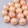 Printed Imitation Pearl Acrylic Beads MACR-R558-01B-1