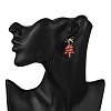 Christmas Bell Brass Dangle Stud Earrings EJEW-MZ00495-01-3