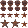 50Pcs 5 Styles Rust Iron Bell with Star Pendants IFIN-CN0001-02-1
