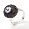 Brass Ring with Natural Lava Rock RJEW-JR00218-4