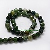 Faceted Round Natural Moss Agate Bead Strands G-L437-24-8mm-2