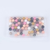 70Pcs 10 Styles Printed Round Silicone Focal Beads SIL-SZ0002-37-6