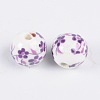 Floral Printed Porcelain Beads CF187Y-2