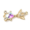 Brass Micro Pave Clear Cubic Zirconia Fish Links Connector Charms KK-K375-26G-22-1