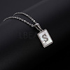 Rectangle Stainless Steel Pave Natural White Shell Pendant Necklaces FS-WG3D812-19-1
