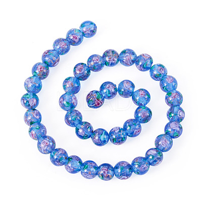 1 Strand Handmade Glod Sand Lampwork Beads Strands LAMP-TA0002-09H-1