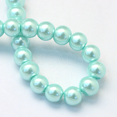 Baking Paint Pearlized Glass Pearl Round Bead Strands HY-Q003-4mm-45-1