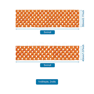 2 Rolls 2 Sizes Polyester Elastic Ribbon EW-TA0001-02G-1