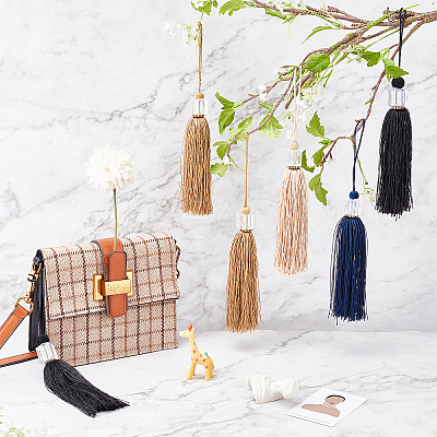 8Pcs Polyester Tassel Pendant Decorations AJEW-GF0004-66C-1