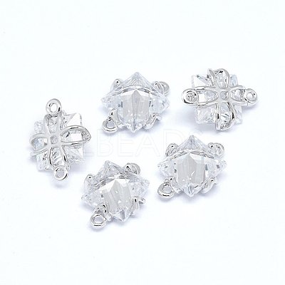 Brass Micro Pave Cubic Zirconia Links KK-F764-16P-1