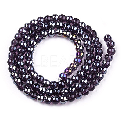 Electroplate Transparent Glass Beads Strands GLAA-T032-T4mm-AB03-1
