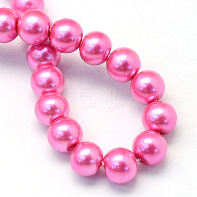 Baking Paint Pearlized Glass Pearl Round Bead Strands X-HY-Q003-6mm-54-1