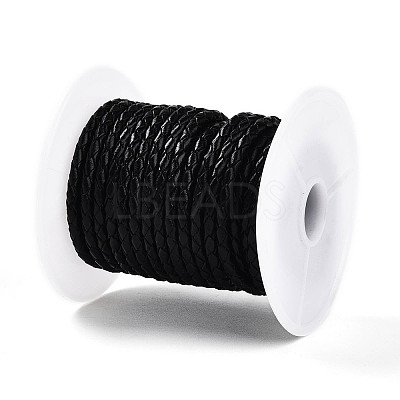 Braided Cowhide Leather Cord NWIR-N005-01C-6mm-1