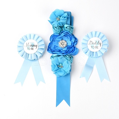 Chiffon Daddy to Be & Mommy to Be Tinplate Badge Pins AJEW-WH0162-43-1