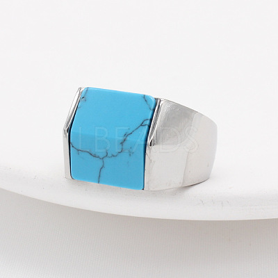 Rectangle Synthetic Turquoise Finger Ring FIND-PW0021-08F-P-1