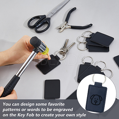 16Pcs Rectangle PU Leather Keychains KEYC-DC0001-45A-1