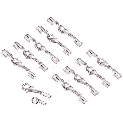 Rack Plating Brass Lobster Claw Clasps with Clip Ends KK-PH0035-33S-1