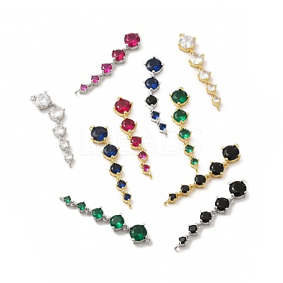Rack Plating Brass Pave Cubic Zirconia Connector Charms KK-G458-02-1