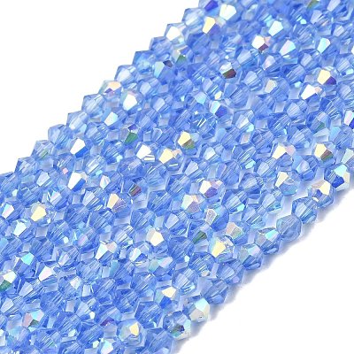 AB Color Plated Transparent Glass Beads Strands GLAA-G127-01E-1