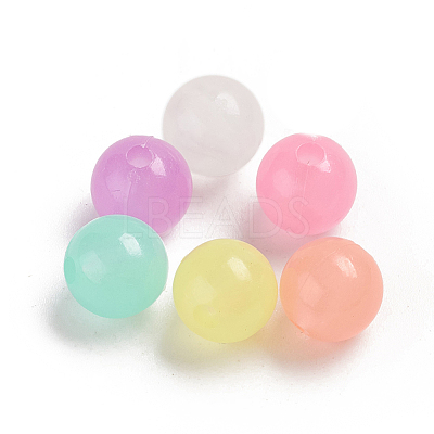 Luminous Acrylic Beads X-TACR-WH0002-16-1