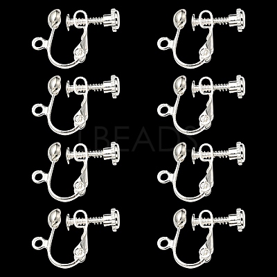 Rack Plated Brass Screw Clip-on Earring Findings KK-YW0001-10S-1
