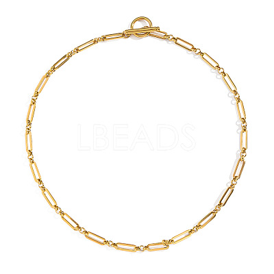 304 Stainless Steel Oval Link Chain Necklaces with OT Clasps for Women GL9322-1