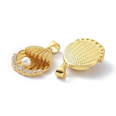 Brass Clear Cubic Zirconia Pendants KK-B047-18G-1
