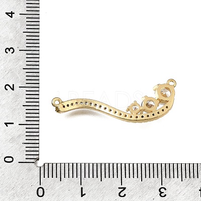 Brass Micro Pave Clear Cubic Zirconia Connector Charms CU-CBA3569-04G-D-1