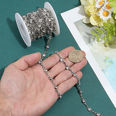 4 Yards Alloy Rhinestone Link Chains LCHA-PH0001-02P-1