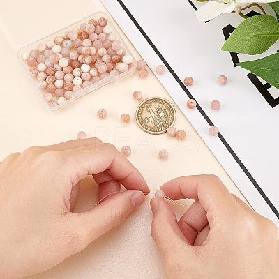 100Pcs Round Natural Sunstone Beads G-OC0001-37-1