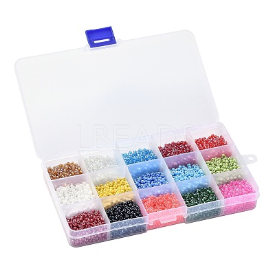180G 15 Colors Glass Seed Beads SEED-JQ0003-01D-3mm-1