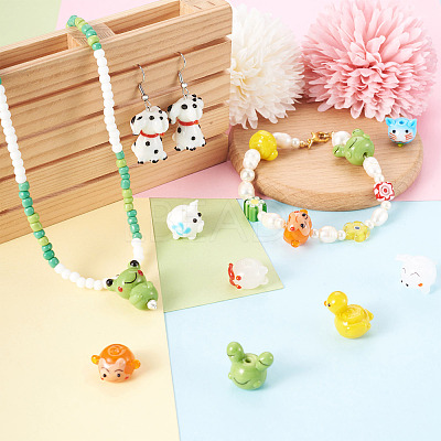 24Pcs 12 Style Handmade Bumpy Lampwork Beads Strands LAMP-KS0001-03-1