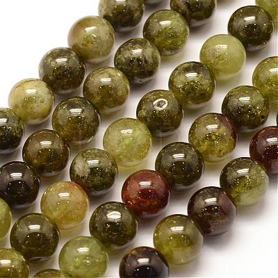 Natural Green Garnet Beads Strands G-G661-8mm-1
