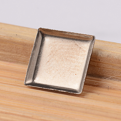 Tarnish Resistant Square 304 Stainless Steel Plain Edge Bezel Cups STAS-E104-21A-1