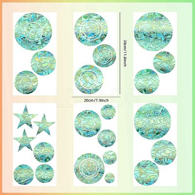 6PCS PVC Stickers Dazzling Color Window Stickers 3D Laser Circle Shapes Electrostatic Glass Window Stickers JX835A-1