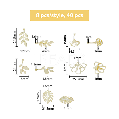 40Pcs 5 Style Alloy Pendants PALLOY-DC0001-03-1