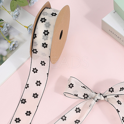 1Roll Printed Polyester Chiffon Ribbons OCOR-CY0002-35E-1