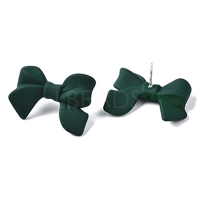 Spray Painted CCB Plastic Bowknot Stud Earring Findings CCB-Q091-07D-1