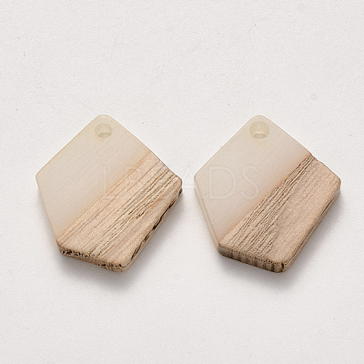 Transparent Resin & Wood Pendants X-RESI-S384-003A-C01-1
