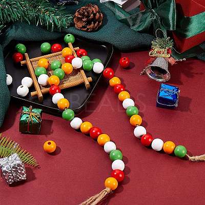 200Pcs 4 Colors Painted Natural Wood Beads WOOD-SZ0001-06-1