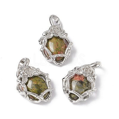 Natural Unakite Pendants G-P484-03P-02-1