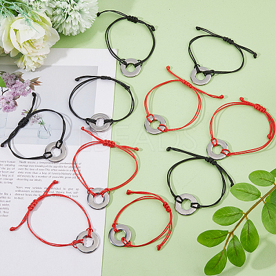 10Pcs 2 Colors Eco-Friendly Korean Waxed Polyester Braided Beaded Bracelets BJEW-DC00004-1