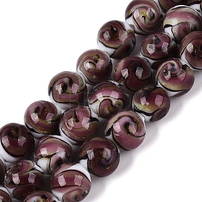 Gold Sand Handmade Lampwork Beads Strands LAMP-N037-08F-1