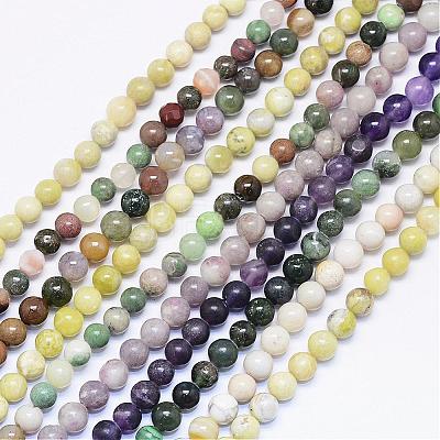 Natural Assorted Stone Round Bead Strands G-F425-09-1