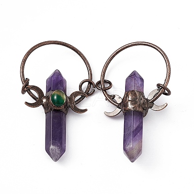 Natural Amethyst Double Terminal Pointed Big Pendants G-D483-01AB-1
