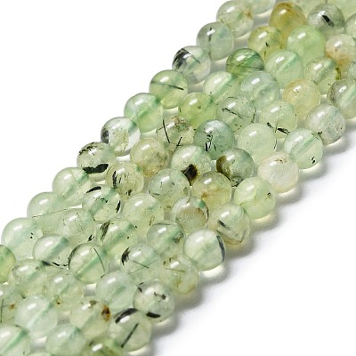 Natural Prehnite Beads Strands G-G457-6mm-03-1