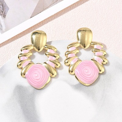 304 Stainless Steel Enamel Stud Earrings SA-CBA46AF-09G-1